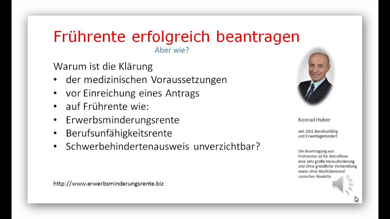 Fruher In Rente Medizinische Voraussetzungen Video Youtube