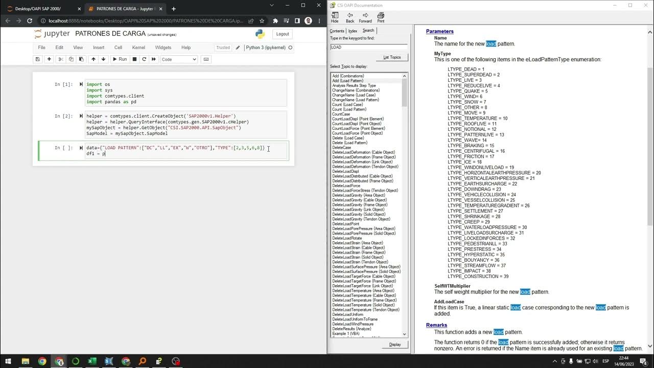PYTHON SAP 2000 CREAR LOAD PATTERN - YouTube