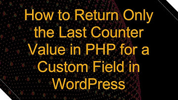 How to Return Only the Last Counter Value in PHP for a Custom Field in WordPress