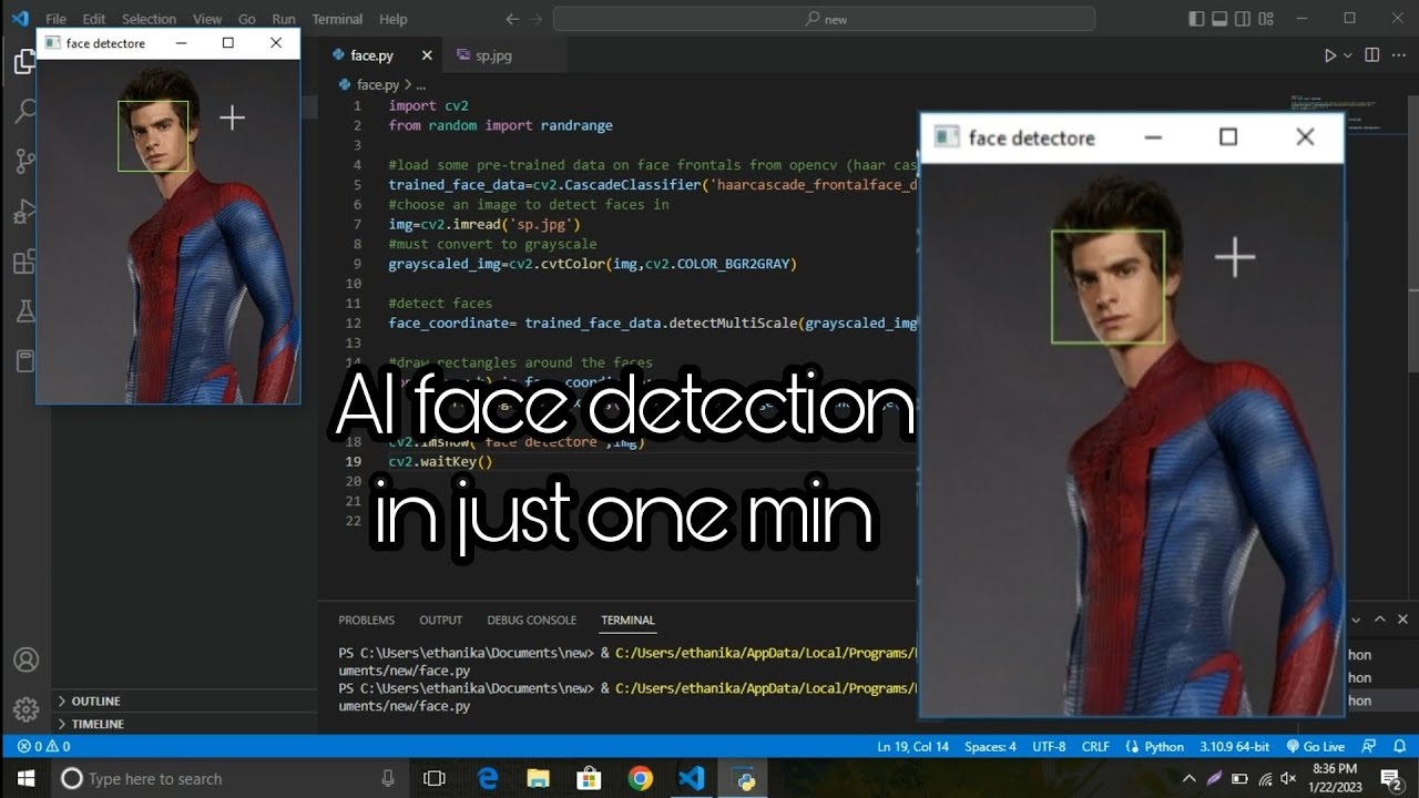 AI face detection through photo in just 1 min|| #python - YouTube