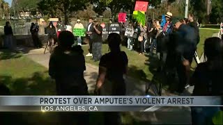 Protest held over amputee's violent arrest in Los Angeles