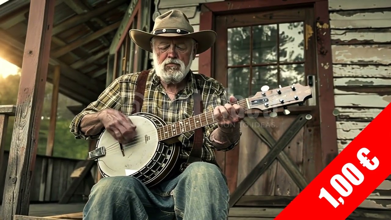 Rustic Banjo by Weathered Shack — HD Country Folk Stock Video