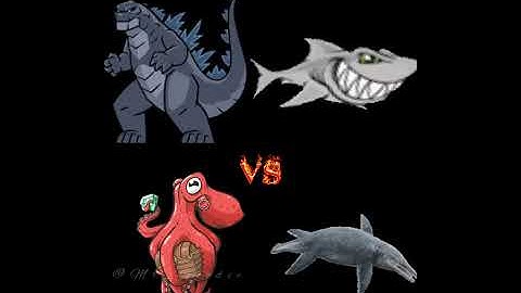 Godzilla vs Megalodon vs Giant squid vs Mosasaurus #Shorts #Godzilla