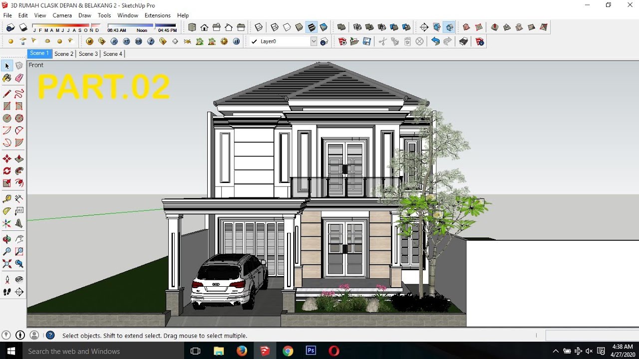 Sketchup Tutorial Modeling House Clasik Part 02 - YouTube