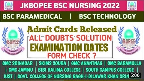 Jkbopee Bsc Nursing Exam Dates? Doubts Form Check ?What To Do Next