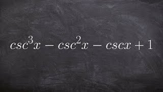 Learn how to simplify a trigonometric expression by factoring by grouping