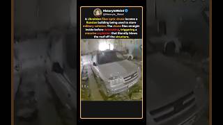 Ukrainian Drone Blows Roof Off Russian Vehicle Depot #Shorts