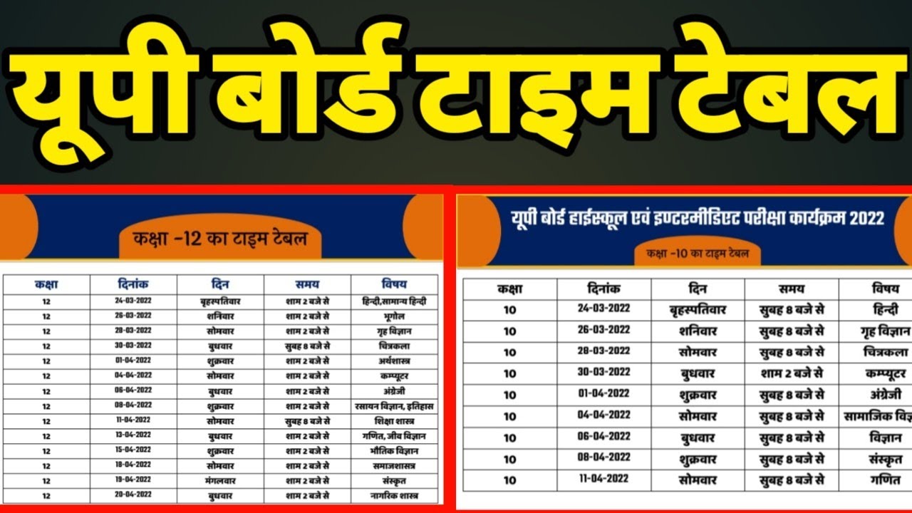 UP BOARD 2022 TIME TABLE || यूपी बोर्ड टाइम टेबल || up board time table kaise dekhe || time table