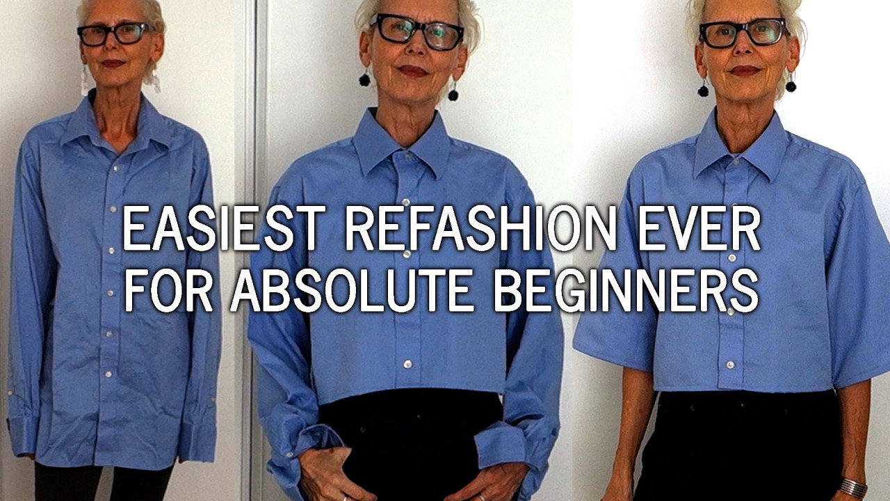 DIY MEN'S SHIRT REFASHION : women's crop top upcycle for beginners
