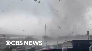 Walmart shoppers run for cover as tornado rips through store's parking lot in Texas