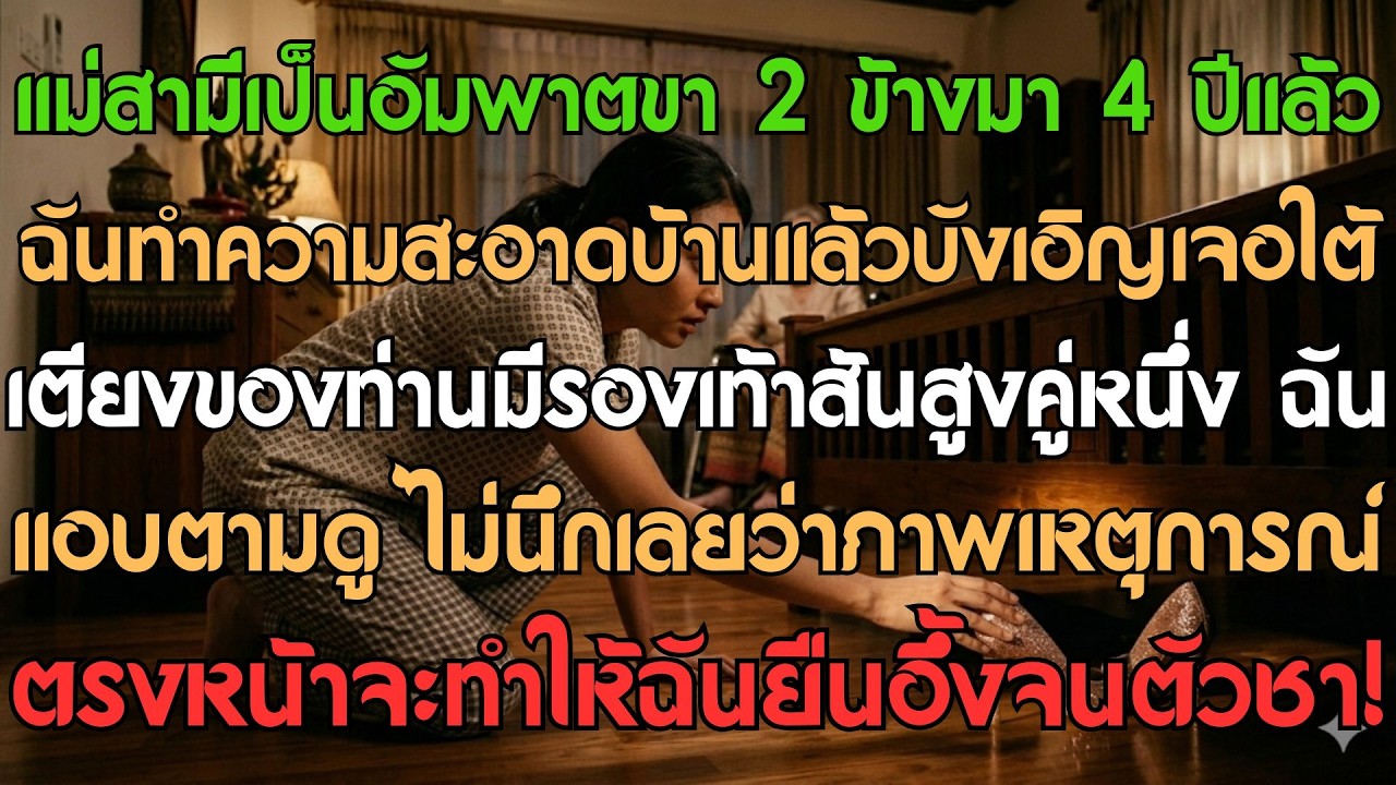 แม่สามีเป็นอัมพาตขามา 4 ปีแล้ว ฉันทำความสะอาดบ้านแล้วบังเอิญเจอรองเท้าส้นสูงใต้เตียงท่าน