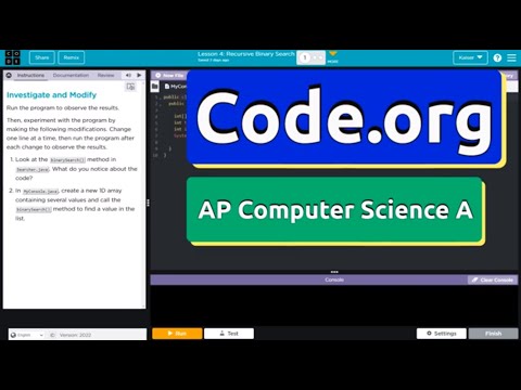 Code.org Lesson 4.1 Recursive Binary Search | Tutorials with Answers | Unit 8 CSA