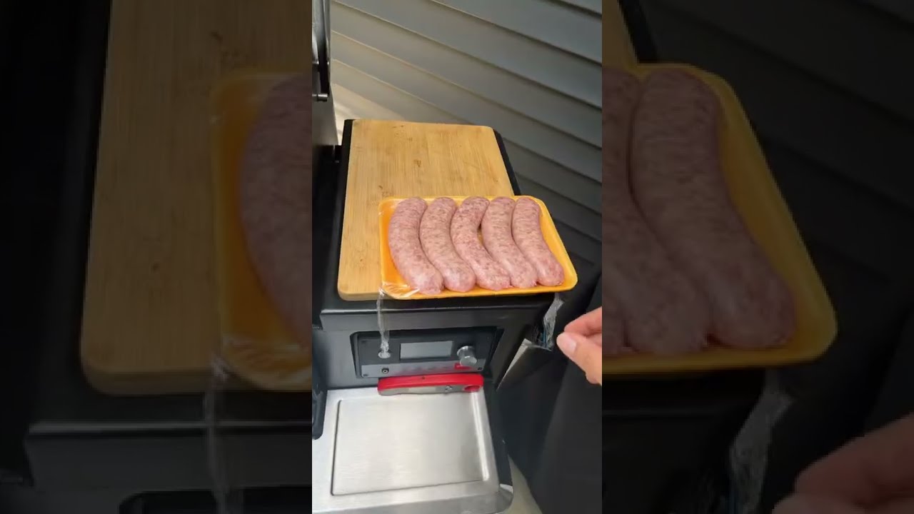 Brats On The Traeger 350F 15min Each Side And Enjoy