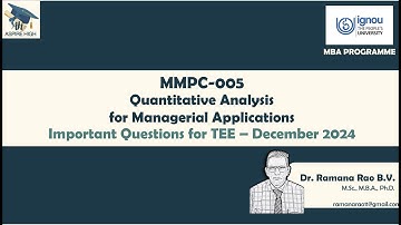 | MMPC 005 Important Questions | IGNOU MBA | Quantitative Analysis for Managerial Applications |