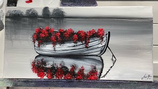 How to Paint BOAT OF  ROSES  Step By Step in Acrylic