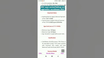 RRC west central railway act apprentice recruitment 2022#link #shorts #mathtimez #rrc