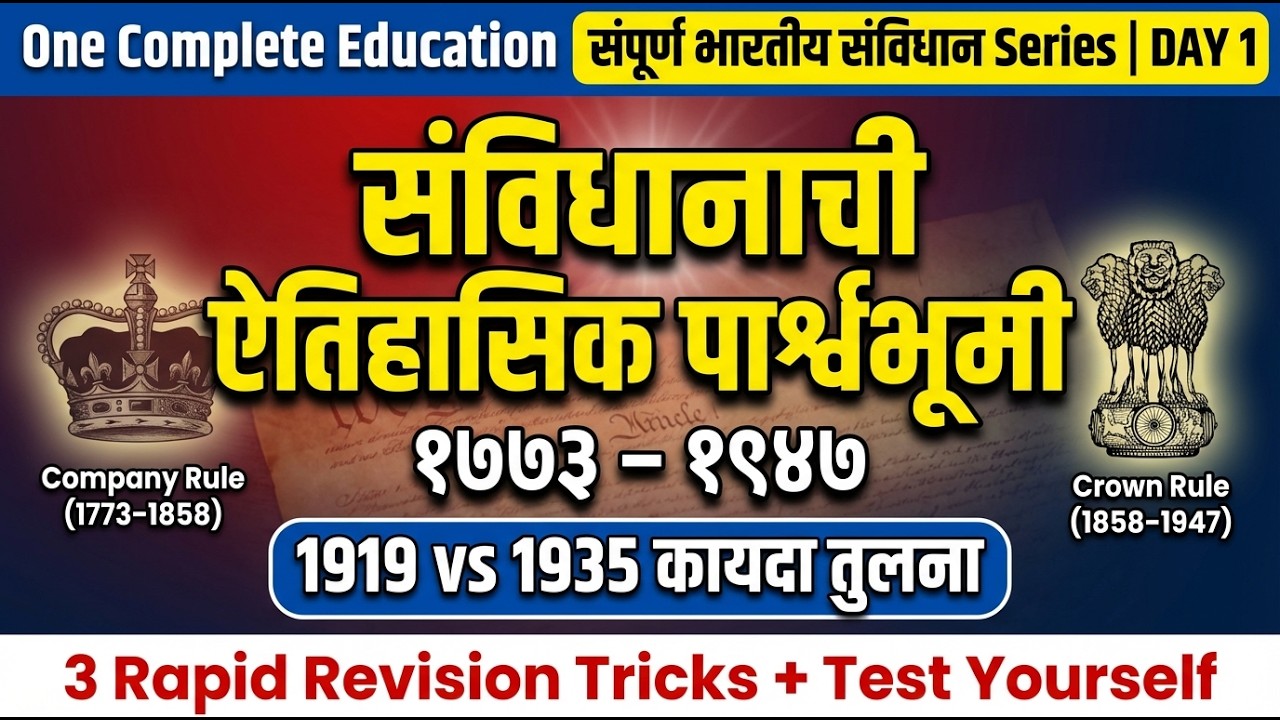 भारतीय संविधानाची ऐतिहासिक पार्श्वभूमी (1773 - 1947) | Indian Constitution Series - Day 1