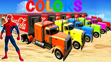 Learn Colors and COCA-COLA TRUCKS in Spiderman Cartoon for Kids - Learn Numbers & Colors for Kids