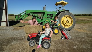 Fun on the farm with kids tractors and real tractors compilation | Tractors for kids