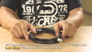 HDMI Cable Premium 6ft 1.8M for Blueray 3D DVD PS3 PS4 XBOX LCD HD TV 1080P USA 6FT TygerWire Premium 1.4 3D HDMI Cable Product Review