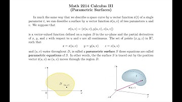 MAT 2214 Section 6.6 Parametric Surfaces and Surface Integrals (Part 1)