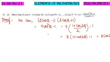🔴Elements of mathematics |Exercise 4b number 21 ||Trigonometry functions  Mishra