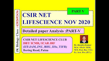 CSIR NET LIFESCIENCE NOVEMBER-2020 || PAPER SOLVED || PART-V || Memory based || Answer Key