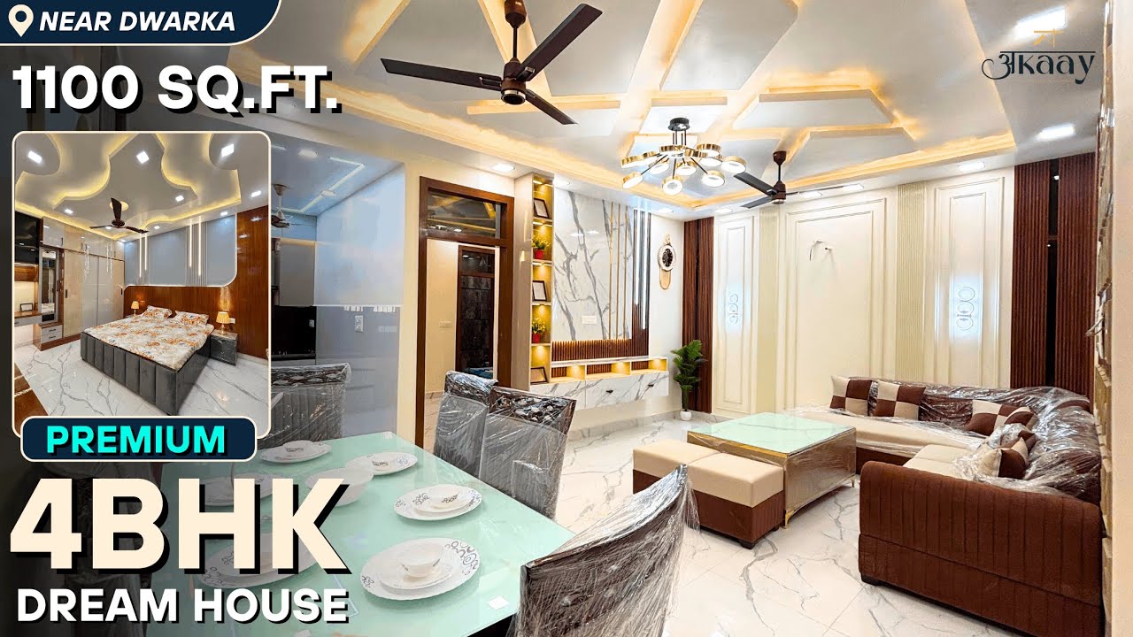 Explore AMAZING 4BHK House Near Dwarka Metro | 1100Sq. Ft. Luxury 4BHK Tour | 4BHK Interior Design😍