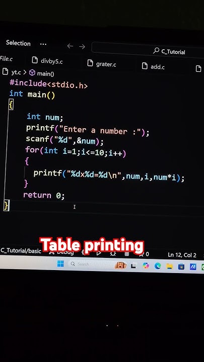 Write a program to print table in c language? #codeformatting #cprogram ...