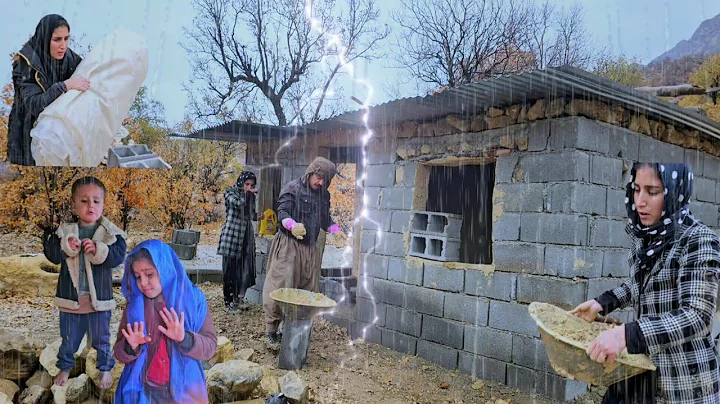 storms and rains in the mountains; A nomadic family tries to survive and build a house in the rain⛈️