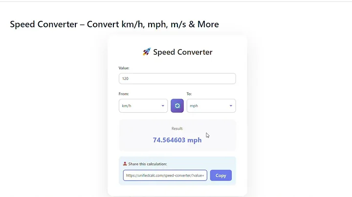 Convert Speed Fast! (km/h to mph, m/s to knots) | Best Online Speed Converter Calculator
