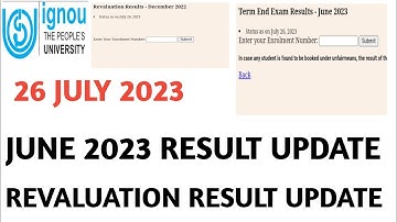 IGNOU JUNE 2023 EXAM RESULT NEW UPDATE REVALUATION UPDATE 26 JULY 2023