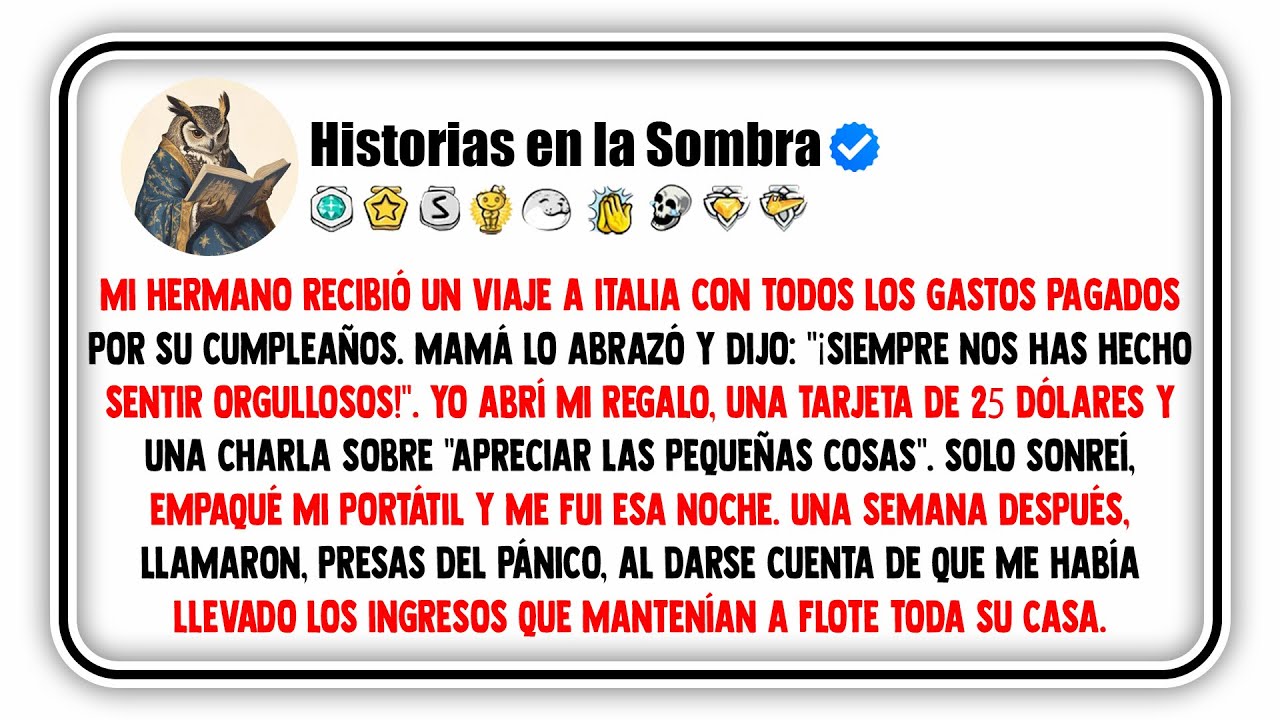 Mi hermano recibió un viaje a Italia con todos los gastos pagados por su cumpleaños.
