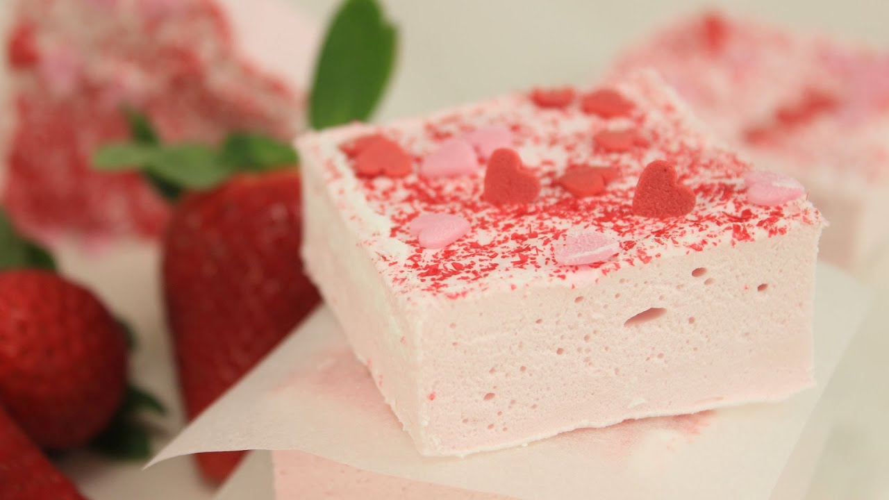 Erdbeer Marshmallows zum Valentinstag I Strawberry Marshmallows I ...