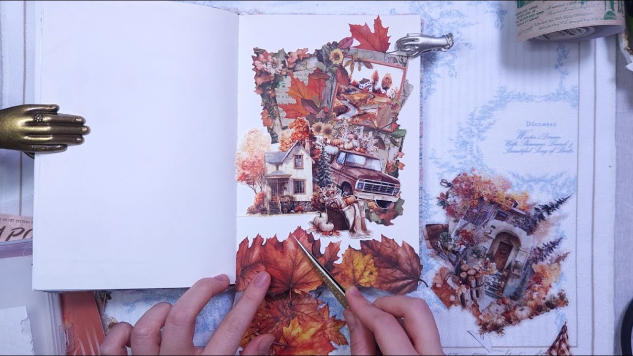 다꾸ASMR 떠나지마 가을🥺🍂 달빛다이어리 | Vintage Journaling Collage コラージュ