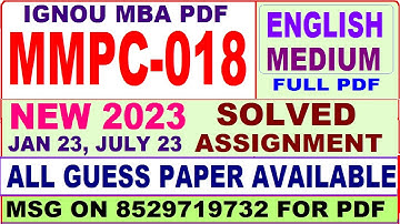 mmpc 018 solved assignment 2023 / mmpc 18 solved assignment 2023 in english / ignou mba 2022-23