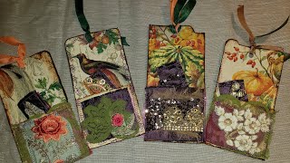 Fall Boho File Folder Pocket Tags w Tiny Booklets