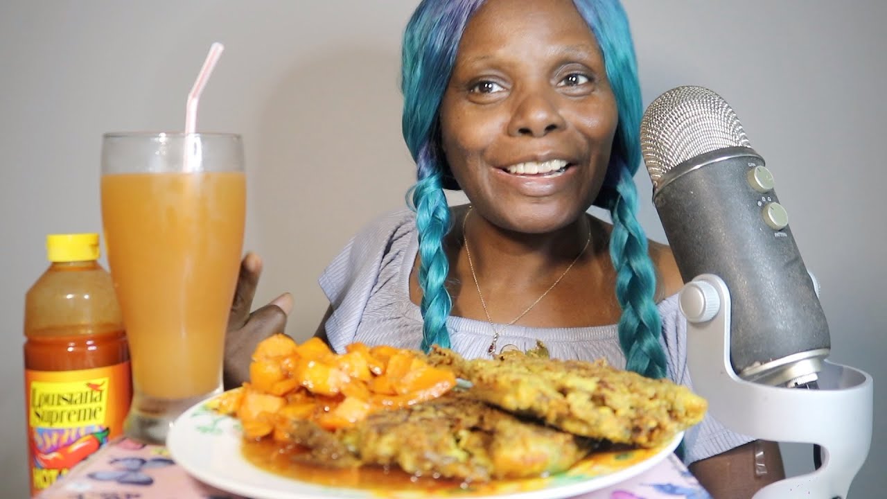 Candy Yams With Marinade Smothered Fried Fish ASMR Eating Sounds
