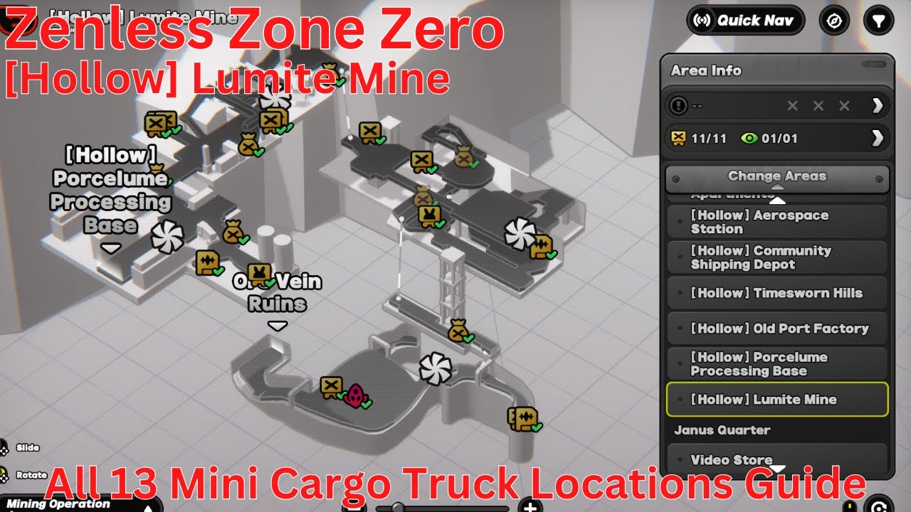 [Hollow] Lumite Mine All 13 Mini Cargo Trucks Locations Guide【Zenless Zone Zero 2.5】