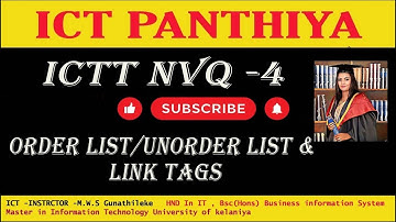 WEB DESIGN IN SINHALA PART 9  ORDER LIST/UNORDER LIST & LINK TAGS  ICT Panthiya