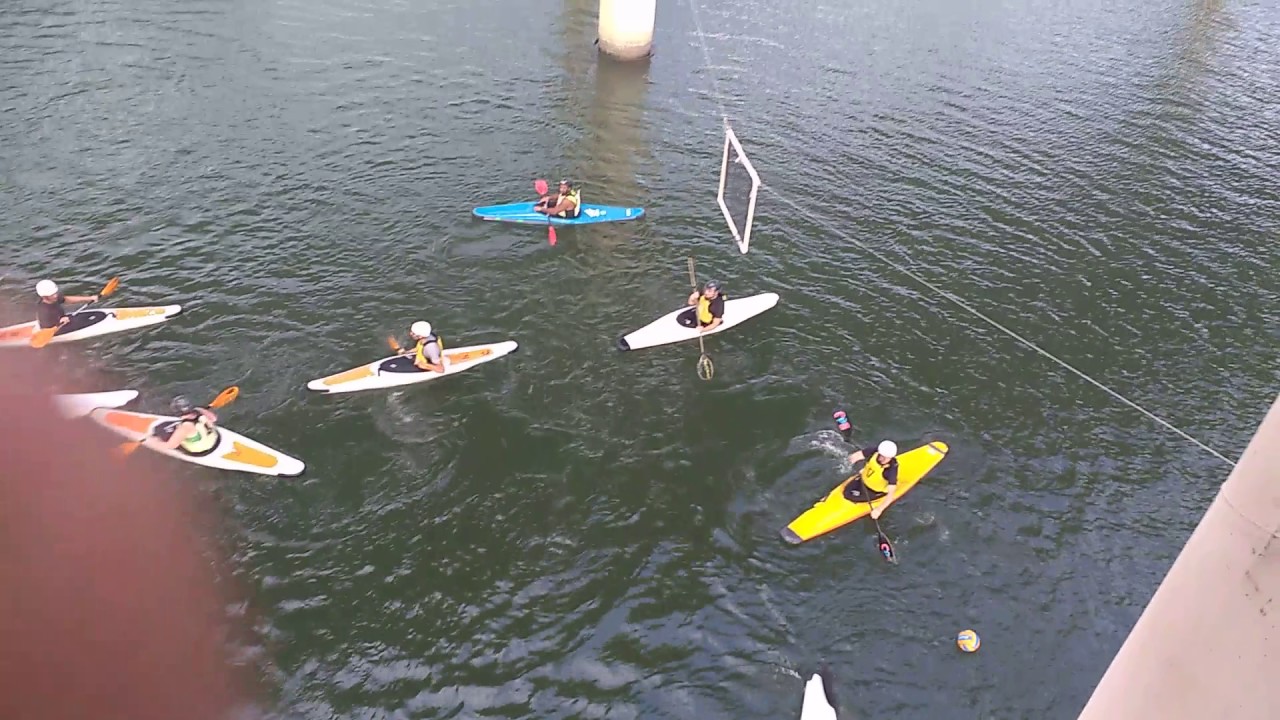 People playing Kayak Lacrosse (?) under Mopac YouTube