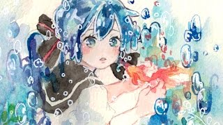 【透明水彩】ボトルミク描いてみた