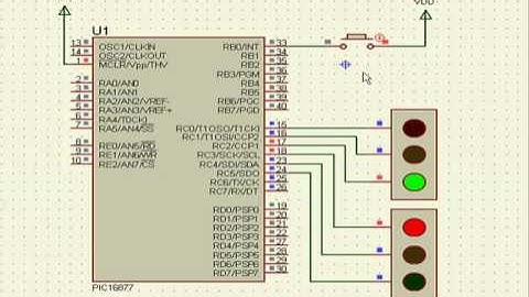 PROTEUS ISIS Semaforo con PIC16F877.