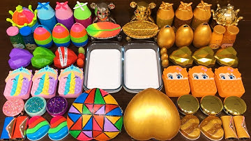 RAINBOW vs GOLD!! Mixing Random Things into GLOSSY Slime !!! Satisfying Slime Video #159