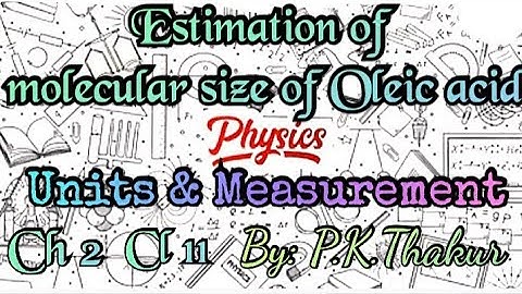 Estimation of molecular size of Oleic acid. Physics Cl-11 (Ch 2) By- P.K.Thakur Teacher : RKM, Aalo.
