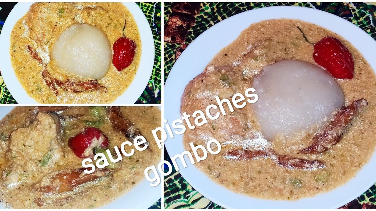 Sauce pistaches au gombo Cameroun (egusi soup and okro Cameroon) 