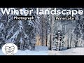 Winter watercolor landscape & showing viewer paintings