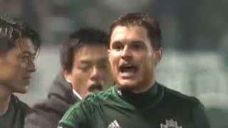 パウリーニョ（松本）が左コーナーキックに頭で合わせ、同点に追いつく！ 【ゴール：Ｊ１昇格プレーオフ 準決勝 松本vs岡山】
