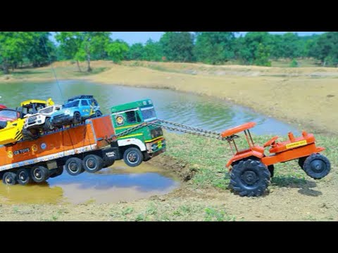  Sand Loaded TATA Dumper Truck Accident Pulling Out Mahindra Tractor JCB 3DX | Toys Cartoon Video