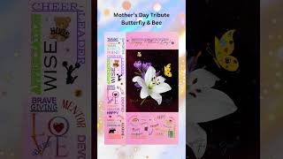 Mother's Day Wall Art Print | Butterfly &amp; Bee with White Lily | Gemstone Floral Digital Download